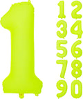 40 IN Fluorescent Yellow Number 1 Balloon Neon Yellow 1 Foil Balloon | by YOIOZAIZAI