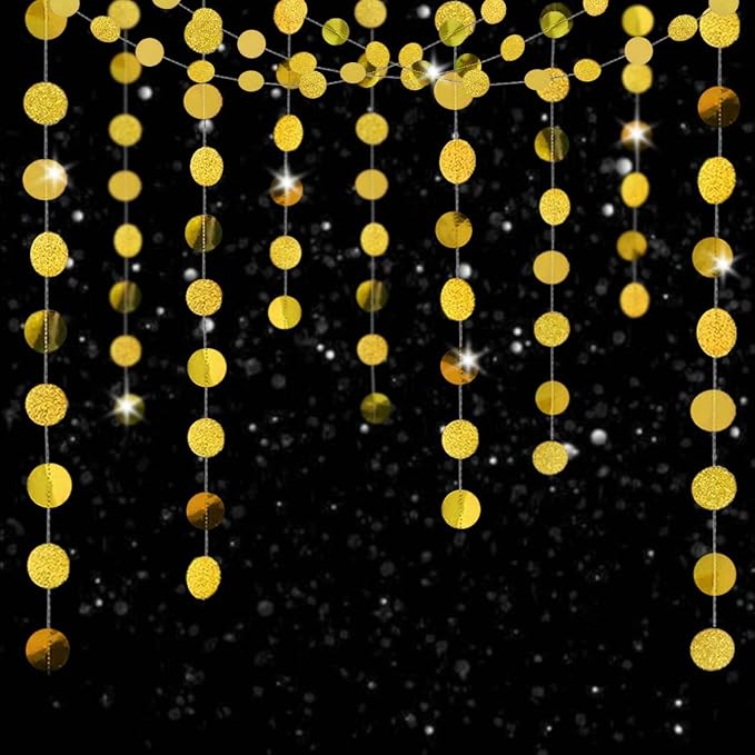 6 Pcs Glitter Gold Paper Circle Dots Garland - Image 2