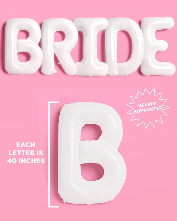 xo, Fetti 40in Giant White BRIDE Balloons XL | Bachelorette Wedding Decor | - Image 2