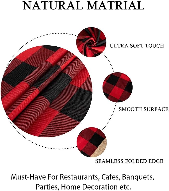 ShinyBeauty Rectangular Tablecloth 60"X120" Red and Black Checkered Tablecloths - Image 4