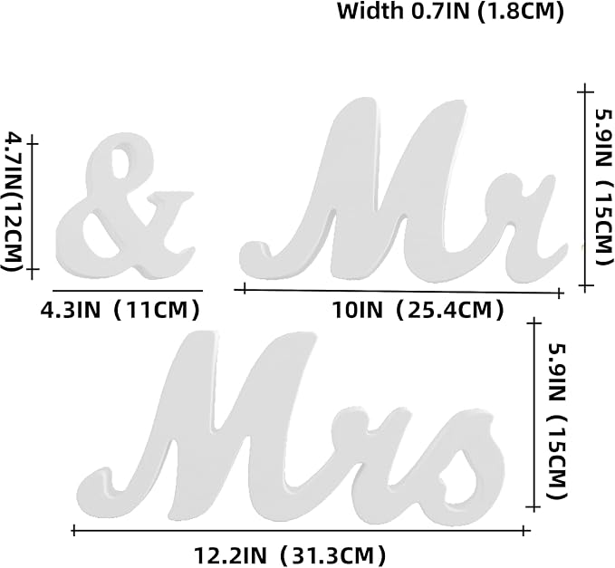VIOPVERY Wooden Mr & Mrs Wedding Sign - Image 3