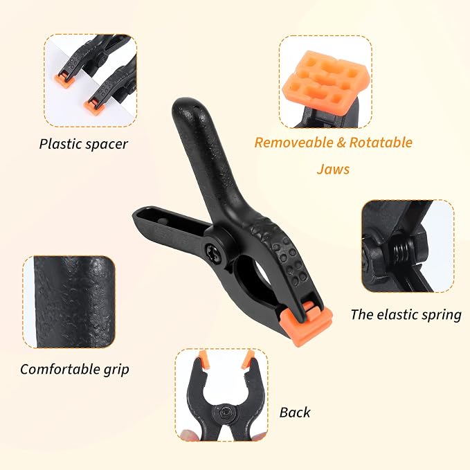 6Pcs Black Plastic Balloon Arch Clips, | 3.5 inch Anti-Slip Spring Clamps - Image 3