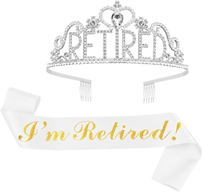 JETKONG Retirement Party Decorations Retired Tiara/Crown, Retired Sash by JETKONG