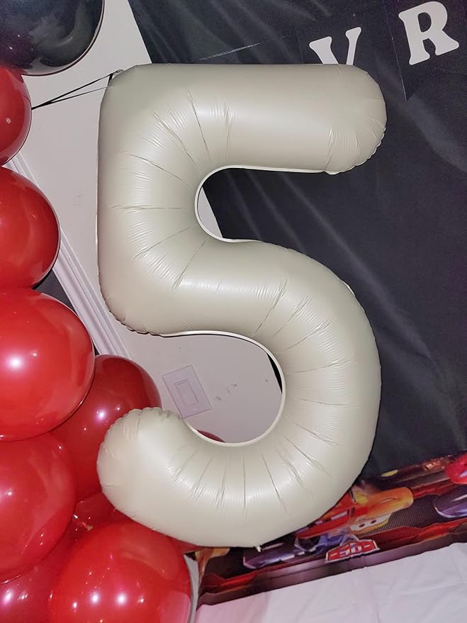 0 Balloon Number 40 Inch Cream Balloons - Image 4
