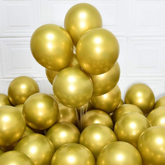 Gold Balloons Party Balloons 12inch 50Pcs 3.2g Latex Metallic Balloons Chrome - Image 2
