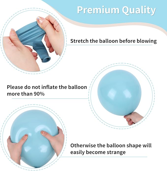 RUBFAC Dusty Blue and Gold Balloons - Image 3