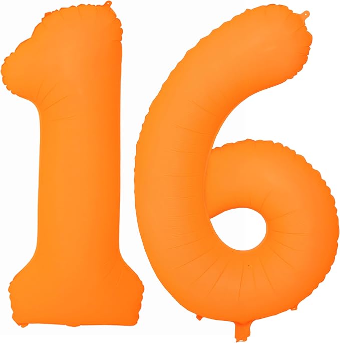 Orange Birthday Number 16 Balloon 40IN Fluorescent Orange 61 Balloon | by YOIOZAIZAI