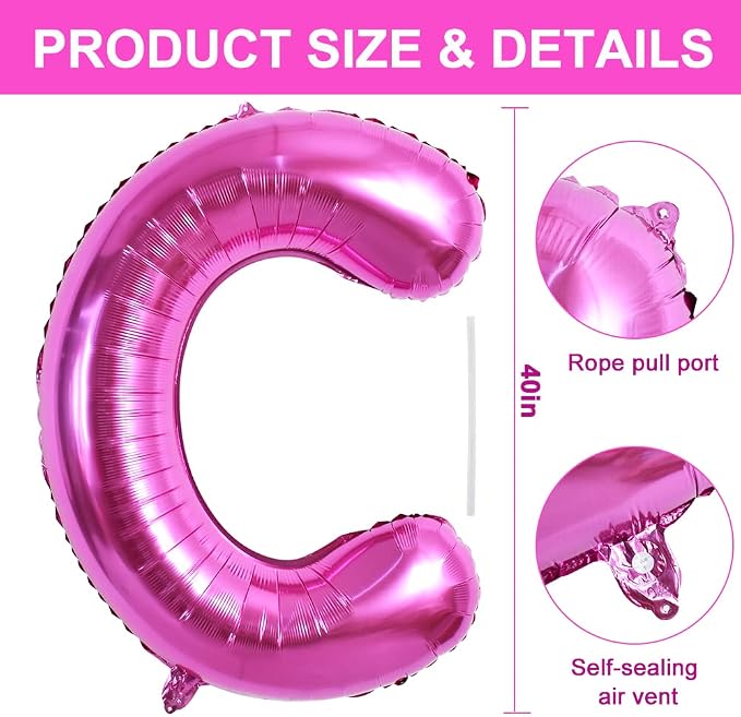 TONIFUL 40 Inch Large Rose Red Letter C Balloons - Image 2
