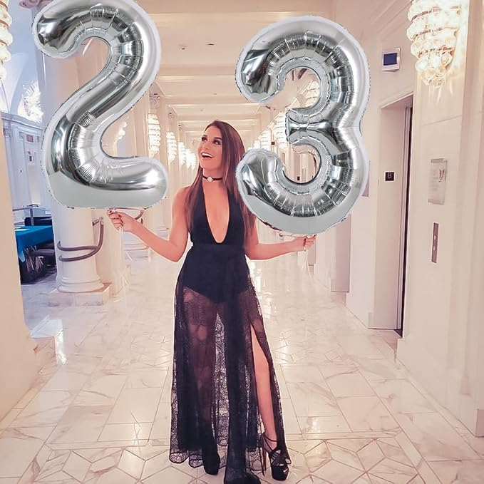 TONIFUL 40 Inch Silver Number 2 Balloon Large Foil 2nd Birthday Decorations | - Image 3