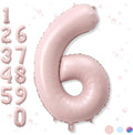 40 Inch 6 Balloon Number, Large Pastel Baby Pink Foil Number 6 Balloons by Froova