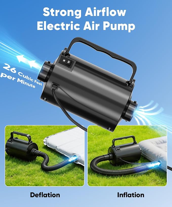 Electric Air Pump with Hose for Inflatables, High Power Inflator Deflator Blow - Image 5