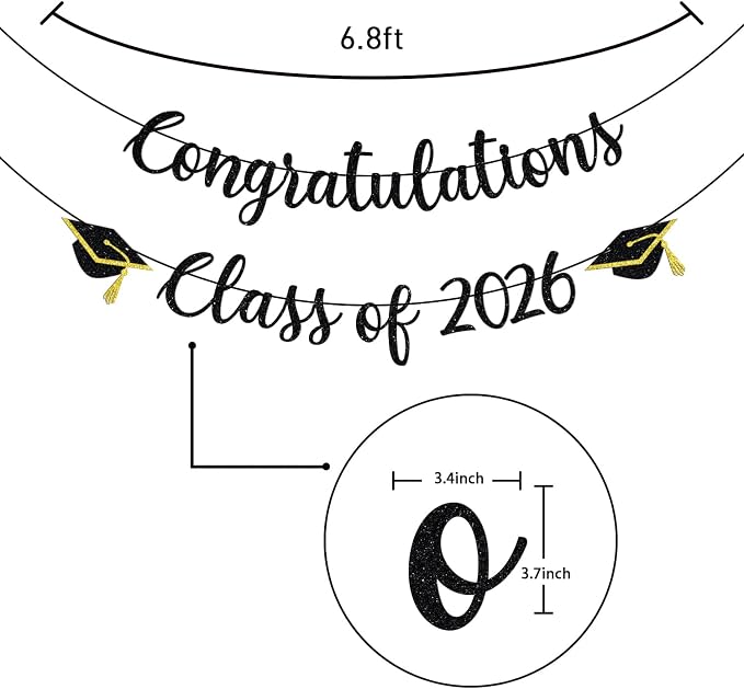 Congratulations Class of 2026 Banner, Congrats Grad Party Decor, 2026 - Image 7