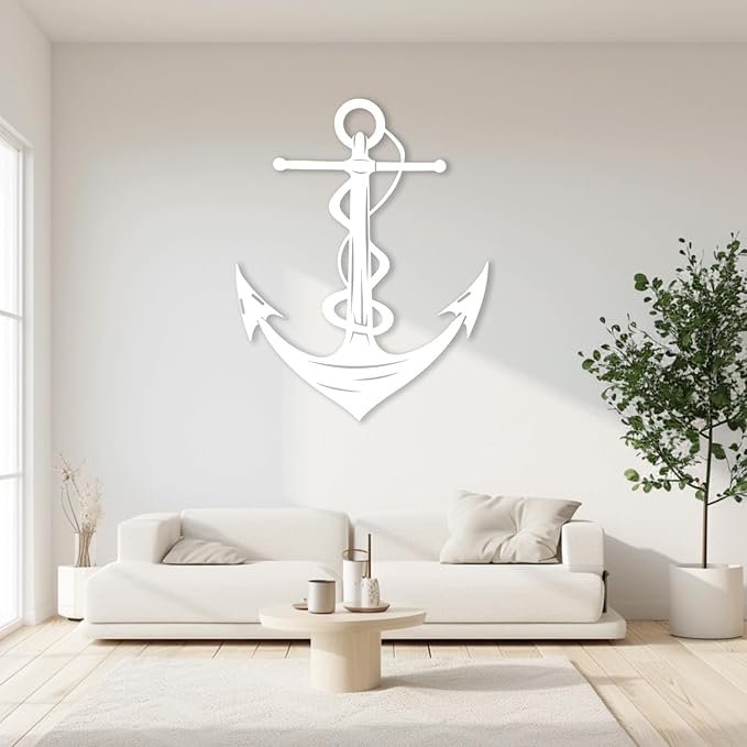 XXQ Anchor Wall Decor - Antique Metal Anchor for Bedroom & Living Room - 12" x 19" / 31 x 47cm