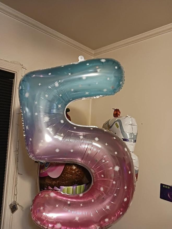 Number Balloons 40 Inch Pink Blue Purple 4 Balloon - Image 2