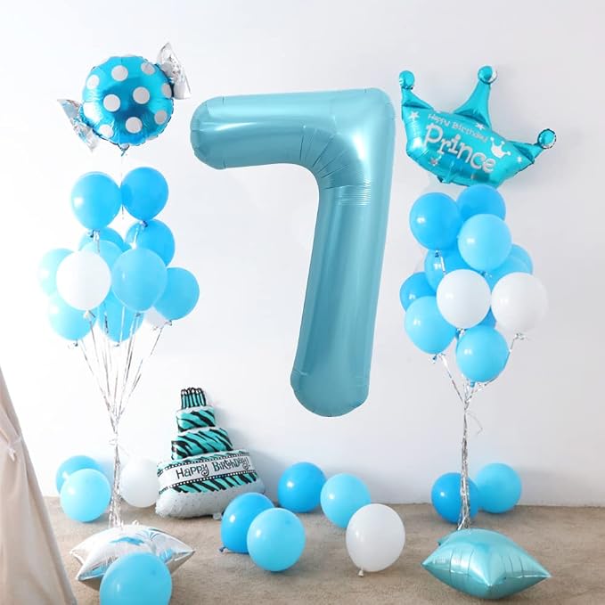 TONIFUL 40 Inch Light Blue Large Numbers Balloons 0-9, Number 7 Digital 7 - Image 5