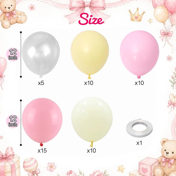 Pink and Yellow Balloons, 12 Inch Pastel Balloon - Image 2
