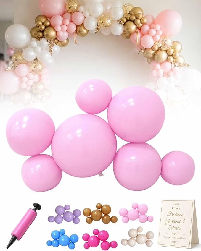Reusable Balloon Garland 5 Cluster Inflatable Latex Free PVC Clusters Arch Kit by Frewac