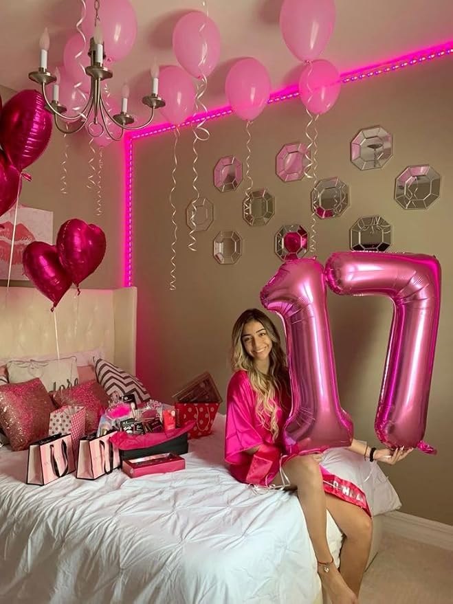 Number Balloons 40 Inch Rose Purple 0 Balloon - Image 4