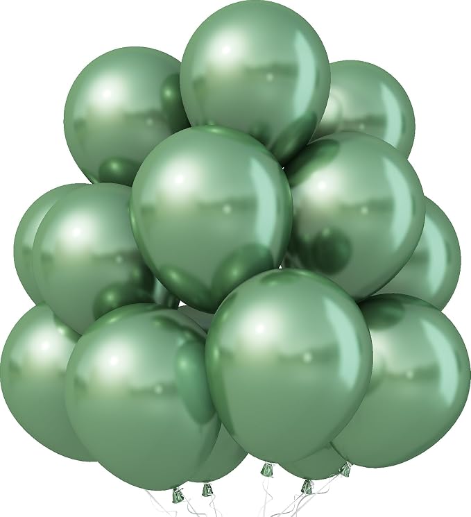 Jobkoo Metallic Green Balloons, 12Inch Chrome Dark Green Balloons 30Pcs Retro by Jobkoo
