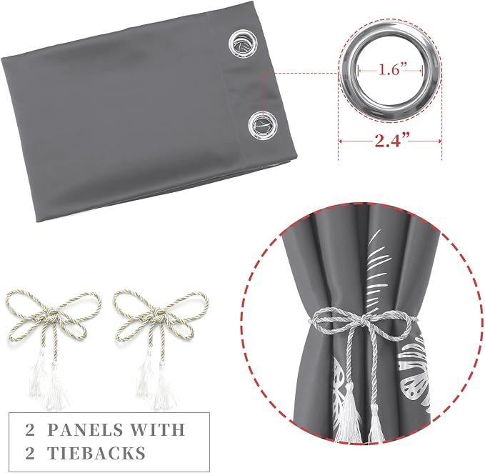 Dark Grey Blackout Curtains for Bedroom, Room Darkening Grommet Thermal - Image 4