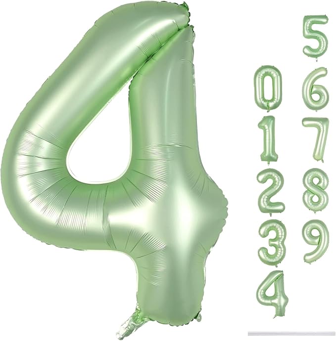 40 Inch Sage Green Foil Balloon Number 4, Large Self Inflating Olive Green - Image 9