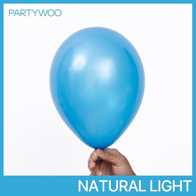 PartyWoo Pearl Blue Balloons 140pcs Sky Blue Color 18 12 10 5 Inch | 18 12 10 5 - Image 2