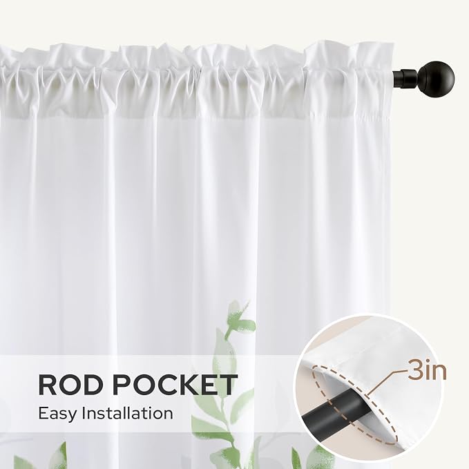 HOMEIDEAS Non-See-Through Sage Green and White Privacy Sheer Curtains 52 X 84 - Image 5