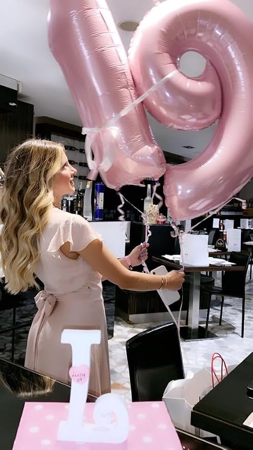 9 Balloon Numbers Party Decorations, 40In Pearl Pink Balloons - Image 2