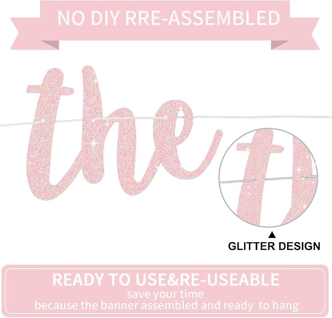 BEISHIDA Light Pink Pre-Strung The Beginning of A New Chapter Banner | Glitter - Image 3