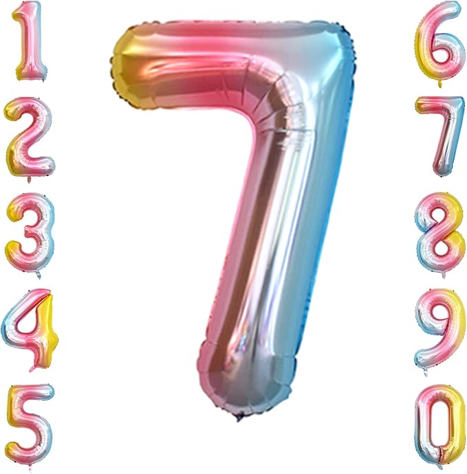Rainbow Ombre Number 7 Balloon 40 Inch, Pastel Foil Decor by Unknown