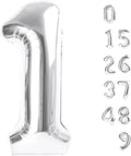 Large Number Balloons 40 Inch Silver 1 Balloon by Mluchee