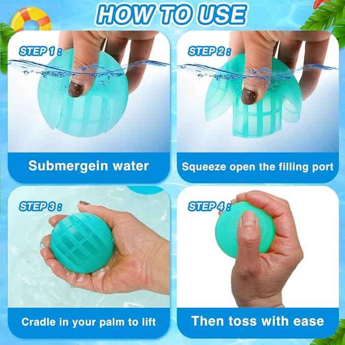 12Pcs Reusable Water Balloons, Self Sealing Quick Fill Silicone Water Toys - Image 4