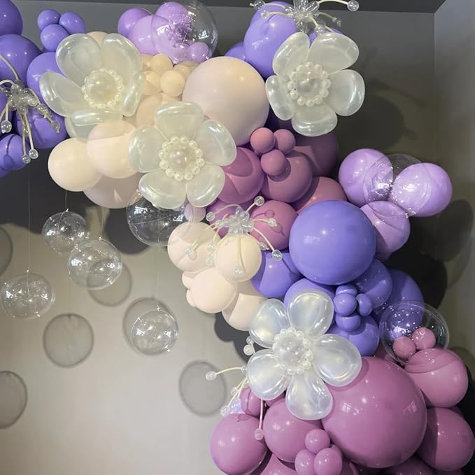 Boho Dusty Purple and Pastel Orange Balloon Garland Arch Kit - Image 4