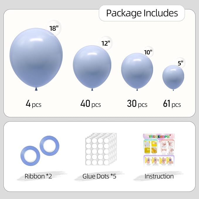 Retro Blue Balloons Different Sizes 135pcs 18 12 10 5 Inch Blue Balloon Arch - Image 2