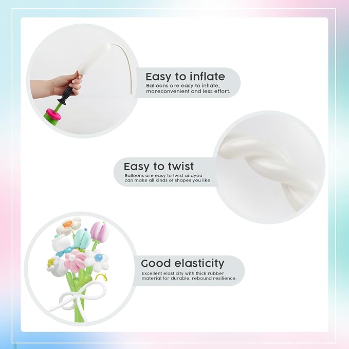 Long Balloons - White 260 Balloons - Image 6