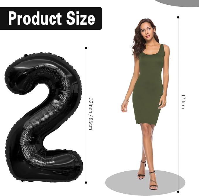 Black Number Balloons 25 Balloon Numbers 25th Number Balloon Foil Mylar Party - Image 2