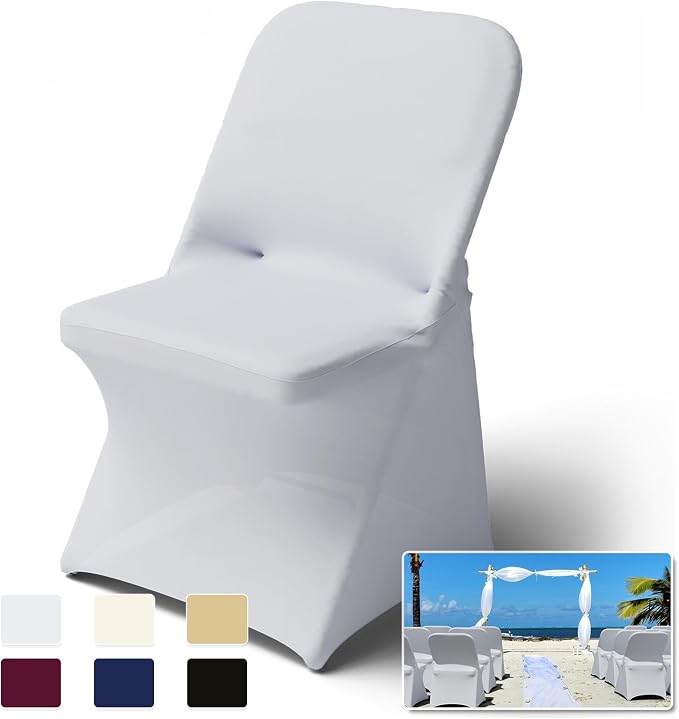 Trlyc Spandex Folding Chair Covers 100 Pcs White - Image 7