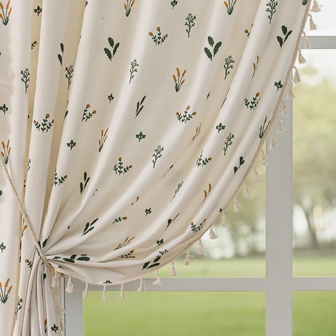 F-CHU Floral Curtains for Living Room Bedroom Farmhouse French Country Linen by F-CHU