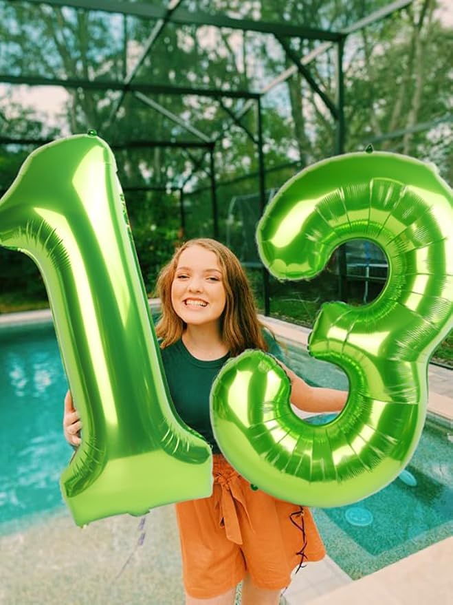 3 Balloon Numbers, 40In Green Balloons - Image 2