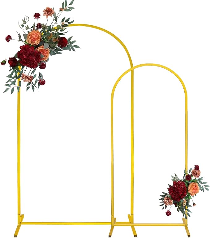 Gold Metal Arch Backdrop Stand 2 Set 7.2FT, 6FT Wedding Arch Stand Arched Door by JALANCY