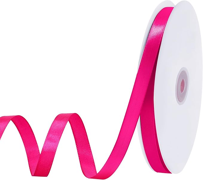 woric 120 Yards Hot Pink Ribbon 3/8 Inch Thin Pink Satin Ribbon | Bachelorette by woric