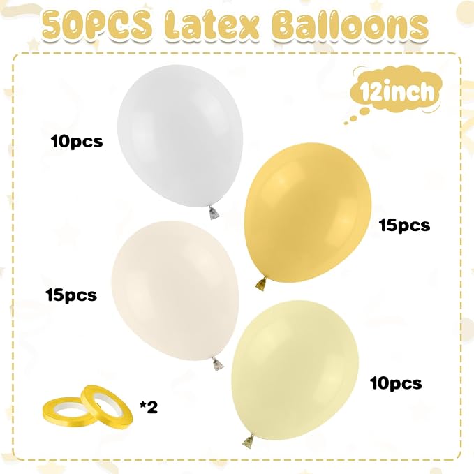 Mustard Yellow White Balloons - Image 2