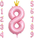 40 Inch Crown Pink Number 8 Balloon, Big Conjoined Light Pink Foil Mylar Helium by Unknown