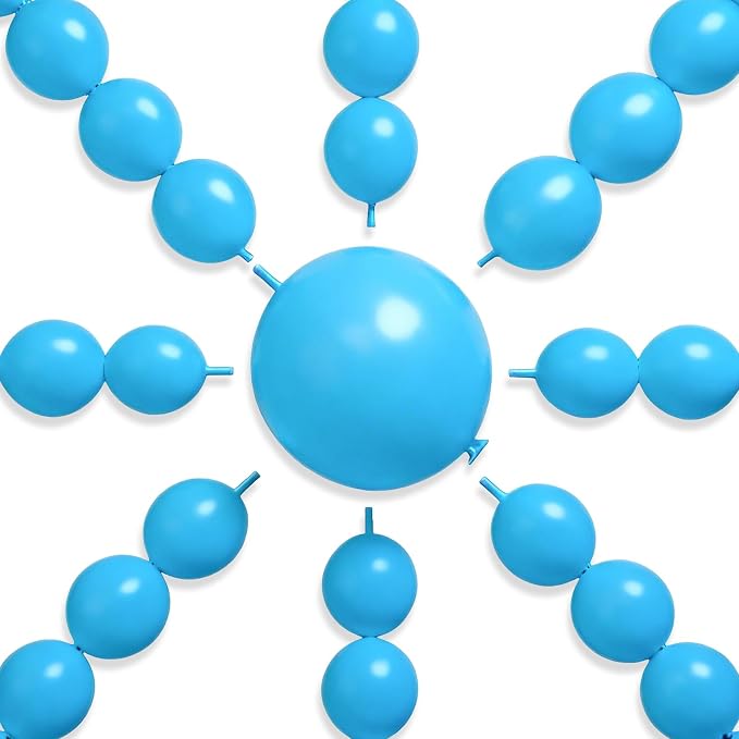 PartyWoo Light Blue Linking Balloons 100pcs 12 Inch Blue Link Balloons | by PartyWoo