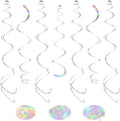 24 PCS Iridescent Hanging Swirl, Shinny Holographic Ceiling Decorations by PatiCool