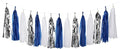 Navy-Blue White-Silver Tassel Garland Streamers by Panduola