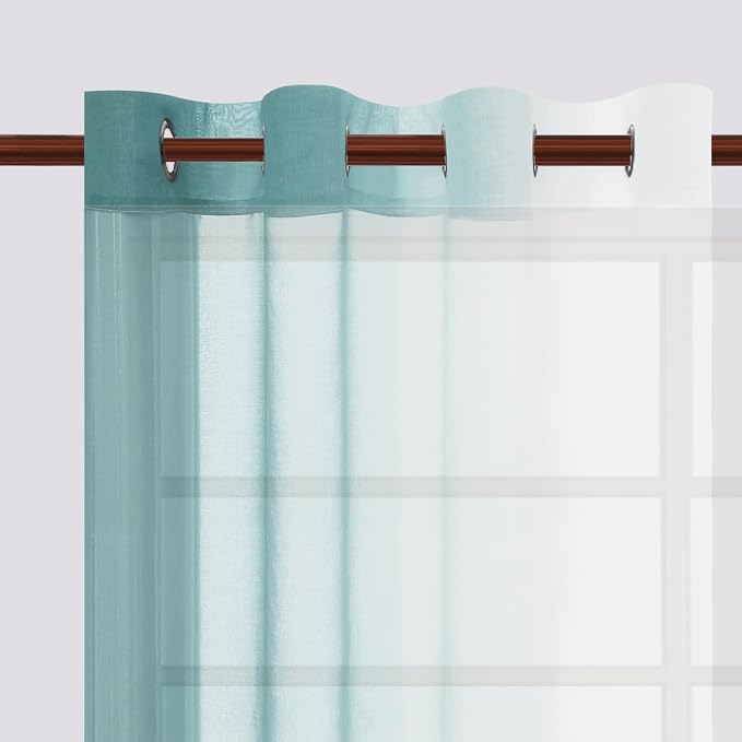 DWCN Faux Linen Ombre Sheer Curtains - Image 3