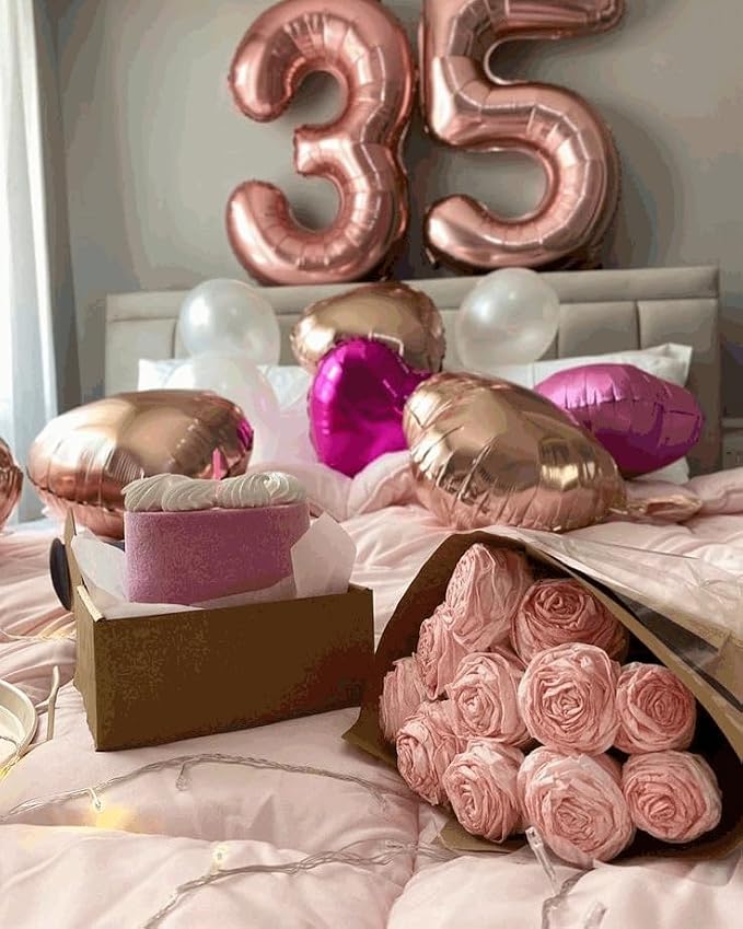6 Balloon - Rose Gold Birthday Number Balloons, 40 Inch Party Decorations | - Image 9