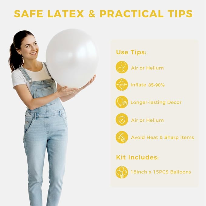 LOVESTOWN 18 Inch Pearl White Large Balloons, Birthday Wedding Baby Shower - Image 7