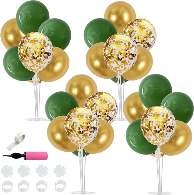 TONIFUL 4 Set Sage Green Gold Balloon Stand Balloon Centerpieces by TONIFUL